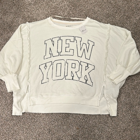 Free People We the Free New York Graphic Camden Oversized Sweatshirt Large - Picture 6 of 8